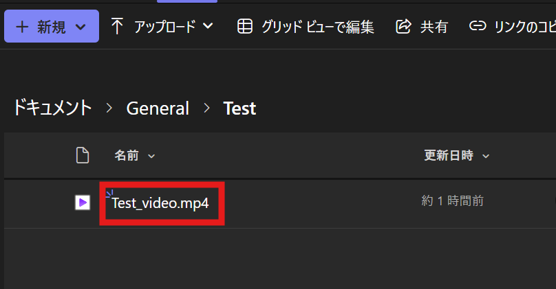 動画ファイル名を選択している画面