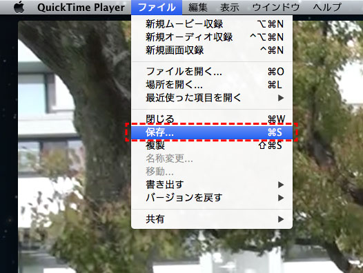 QuickTimePlayerで保存