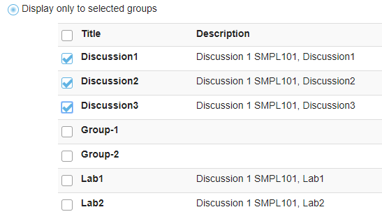 Display only to selected groups. (Optional)